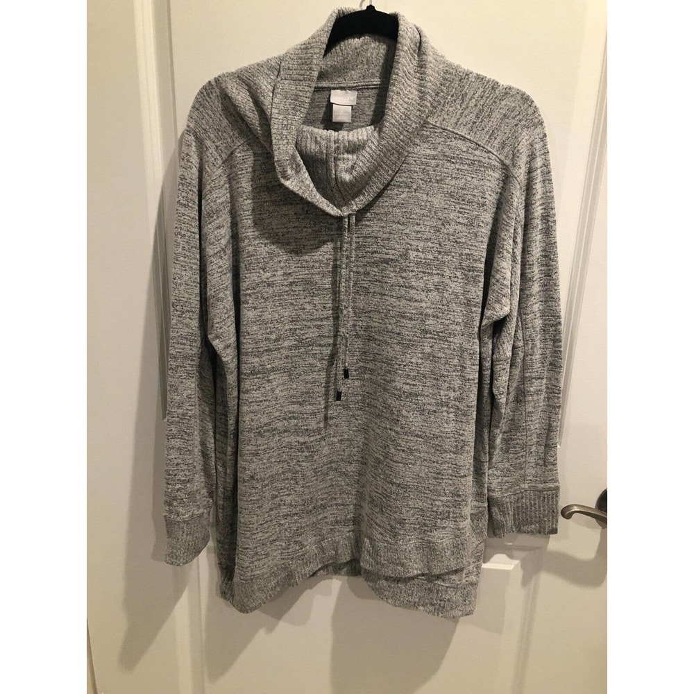 Chicos Zenergy Rib Detail Cowl Neck Sweater Size 12